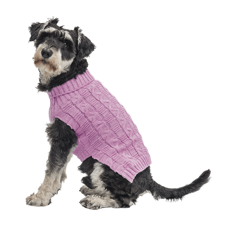 Warm Cotton Sweater for Dogs Pink warm cotton sweater for dogs with cable-knit pattern, extra protection, keep dogs cosy in cold weather.