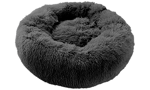 Luxury Soft Dog Bed Luxury soft dog bed in a round shape, dark grey colour, high-quality soft material, with plush for cosy comfort.