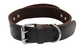 Black genuine leather dog collar with quick-grab handle, durable and strong, with premium quality material.