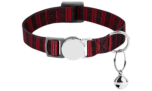 Plaid breakaway cat collar with metallic buckle, lightweight for comfort, easily adjustable with silver bell attached.