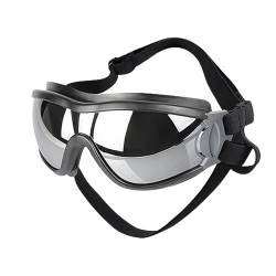 UV-protection dog sunglasses with adjustable straps, windproof, head 36-56 cm, mandible 20-25 cm, for outdoor use.