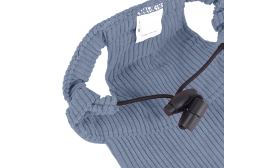 Corgi wearing a breathable blue ribbed dog sports hat, lightweight, adjustable buckle ensures a secure fit.