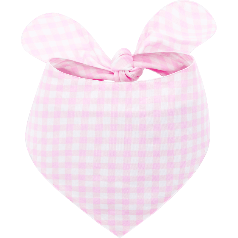 Stylish Dog Bandana Pink and white checkered dog bandana with a knot tie, easy to wash, made of 100% cotton lightweight fabric.