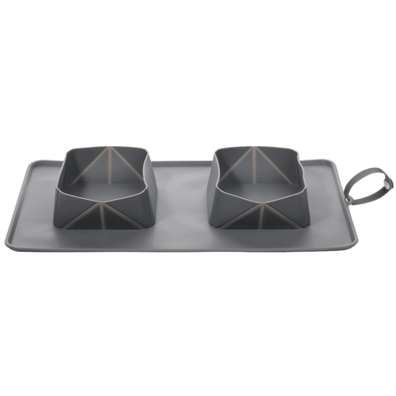 Collapsible Dog Travel Bowl - 1200ml Double Folding Food Mat
