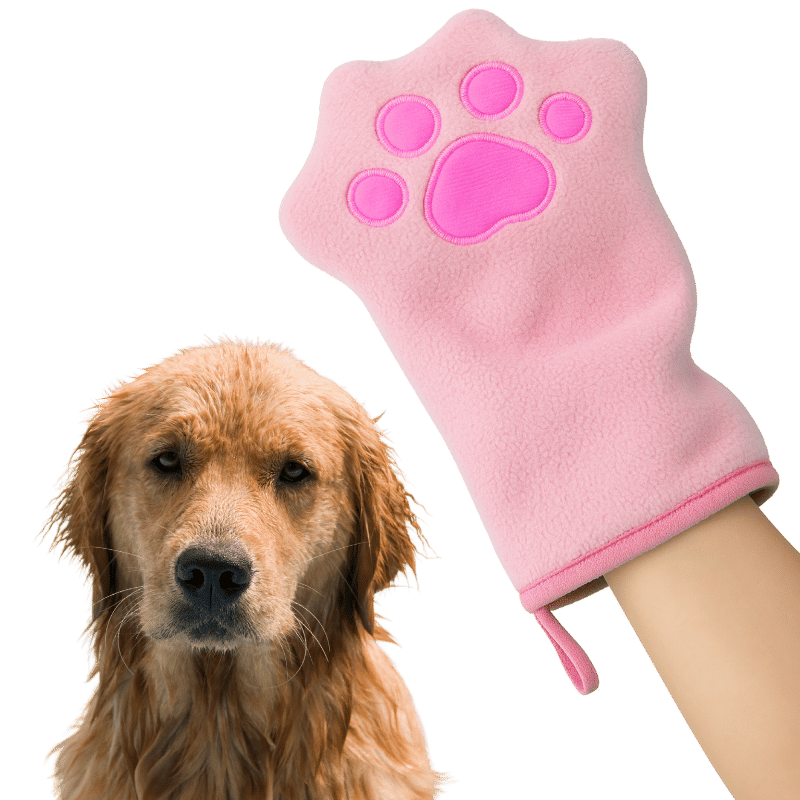 Microfibre Pet Glove Towel – Soft Coral Fleece Drying Mitt for Dogs & Cats