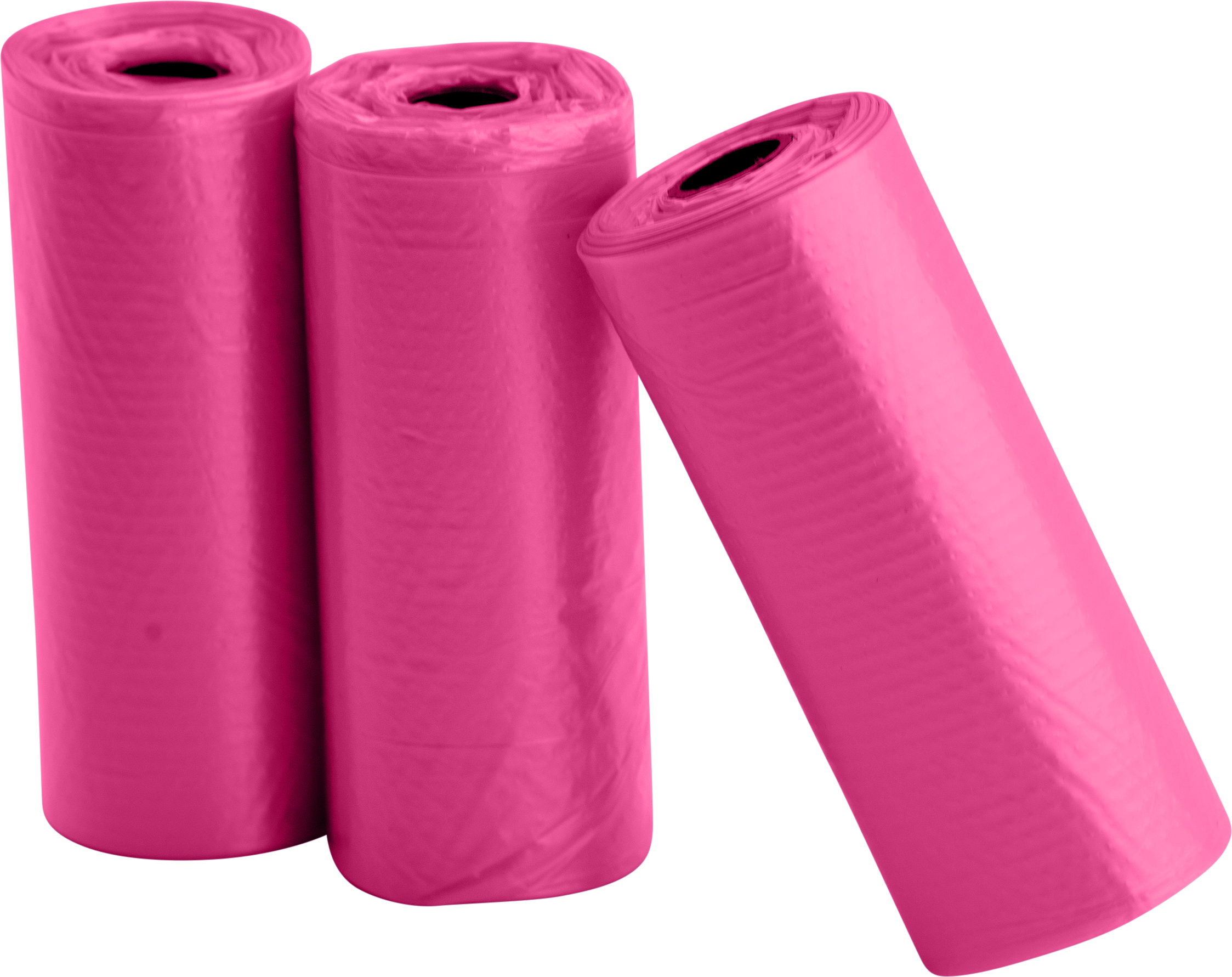 Dog Poop Bags Three rolls of 15 pink dog poop bags, durable and leak-proof, perfect for clean and convenient waste disposal on walks.
