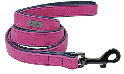 Luxury Velvet Dog Leash Pink luxury velvet dog leash, 120cm length and easy to grip, with a sturdy black metal clasp, designed for comforable walk.