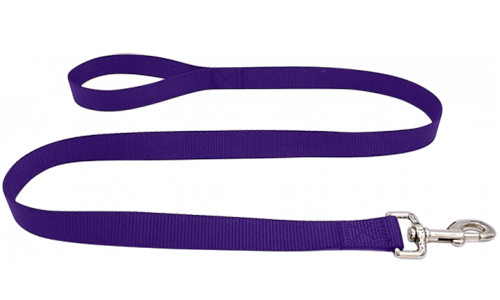 Durable purple nylon dog leash 120cm, easy to clean, durable material and safe with a secure silver clasp.