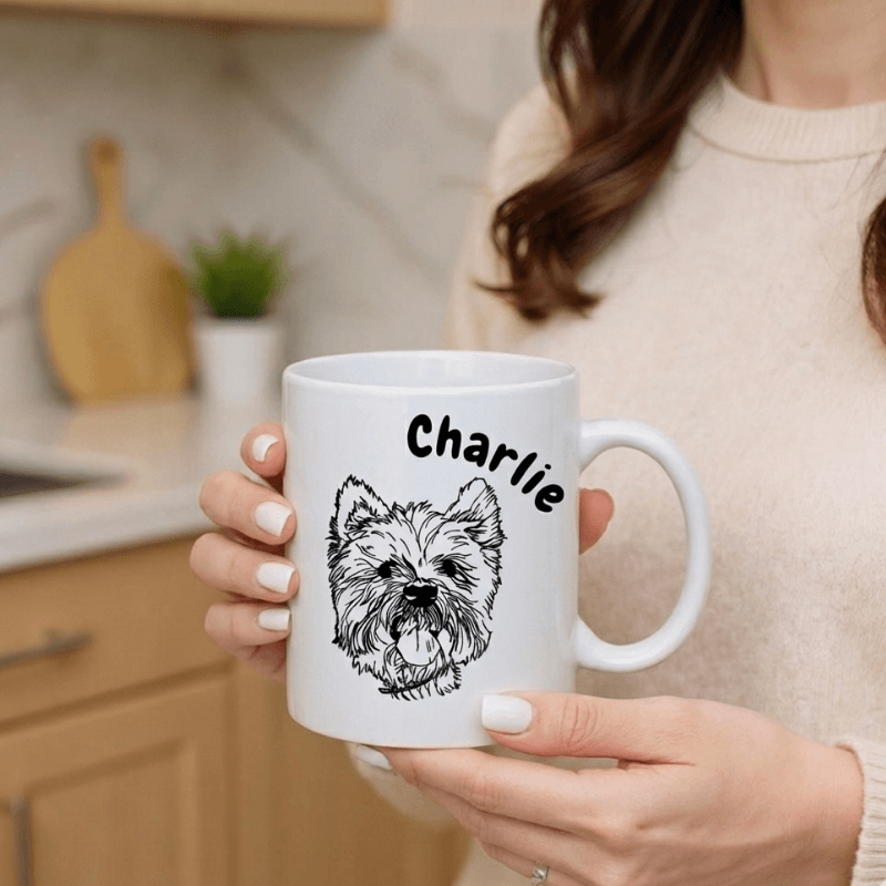 Personalised Dog Mug with Artistic Photo Design - Add your Dog's Name
